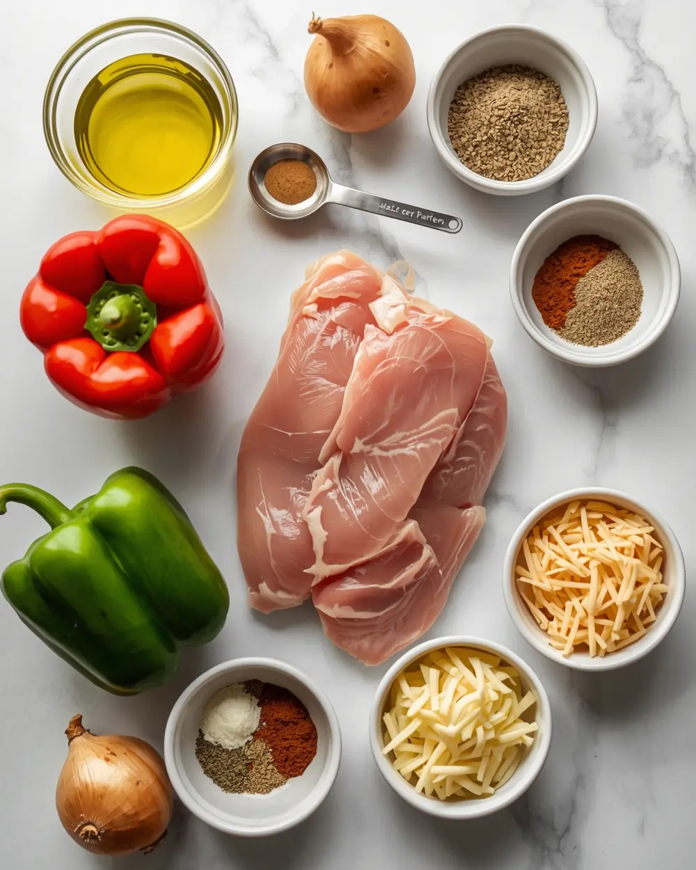 Ingredients for sheet pan chicken fajitas family