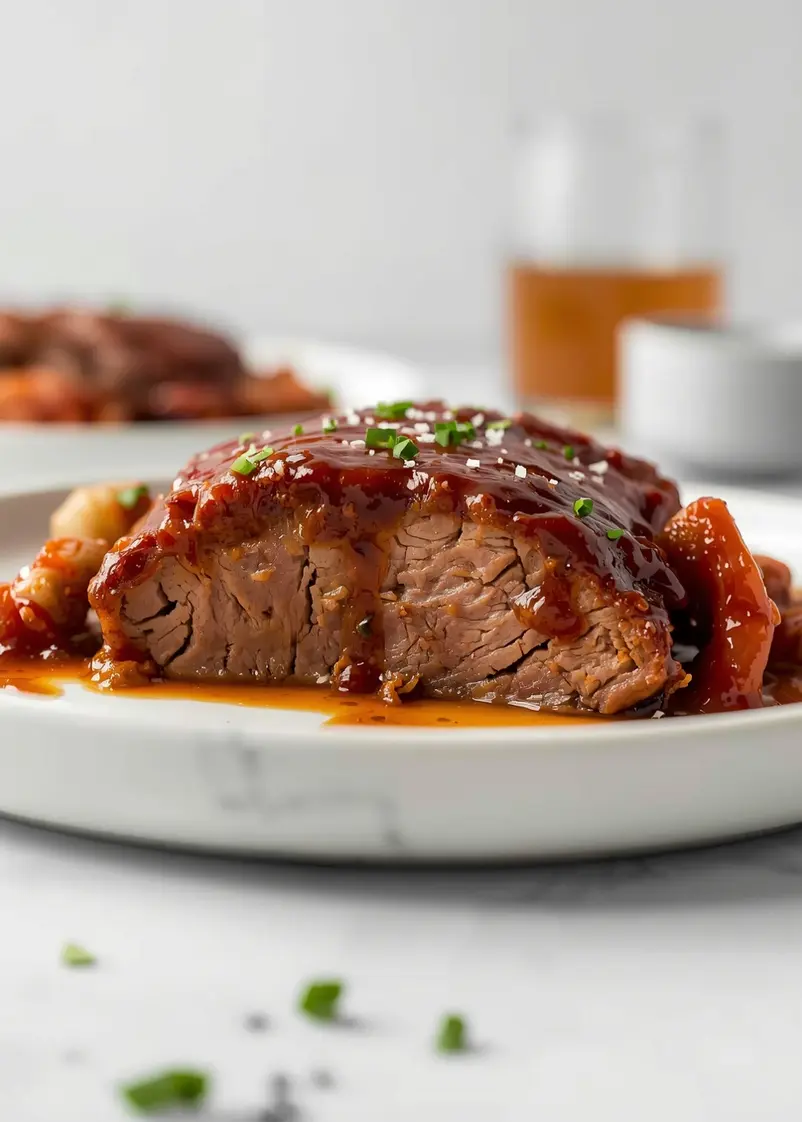 slow cooker BBQ brisket family ready to serve