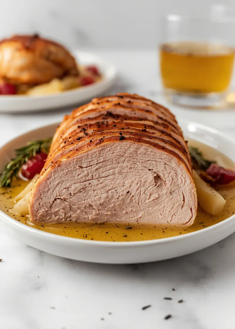 slow cooker Thanksgiving turkey breast ready to serve