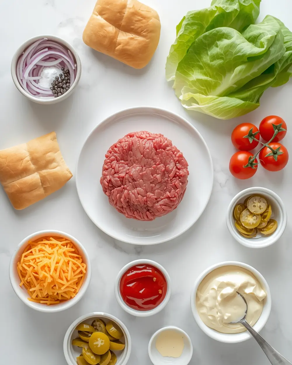 Ingredients for smash burgers family easy