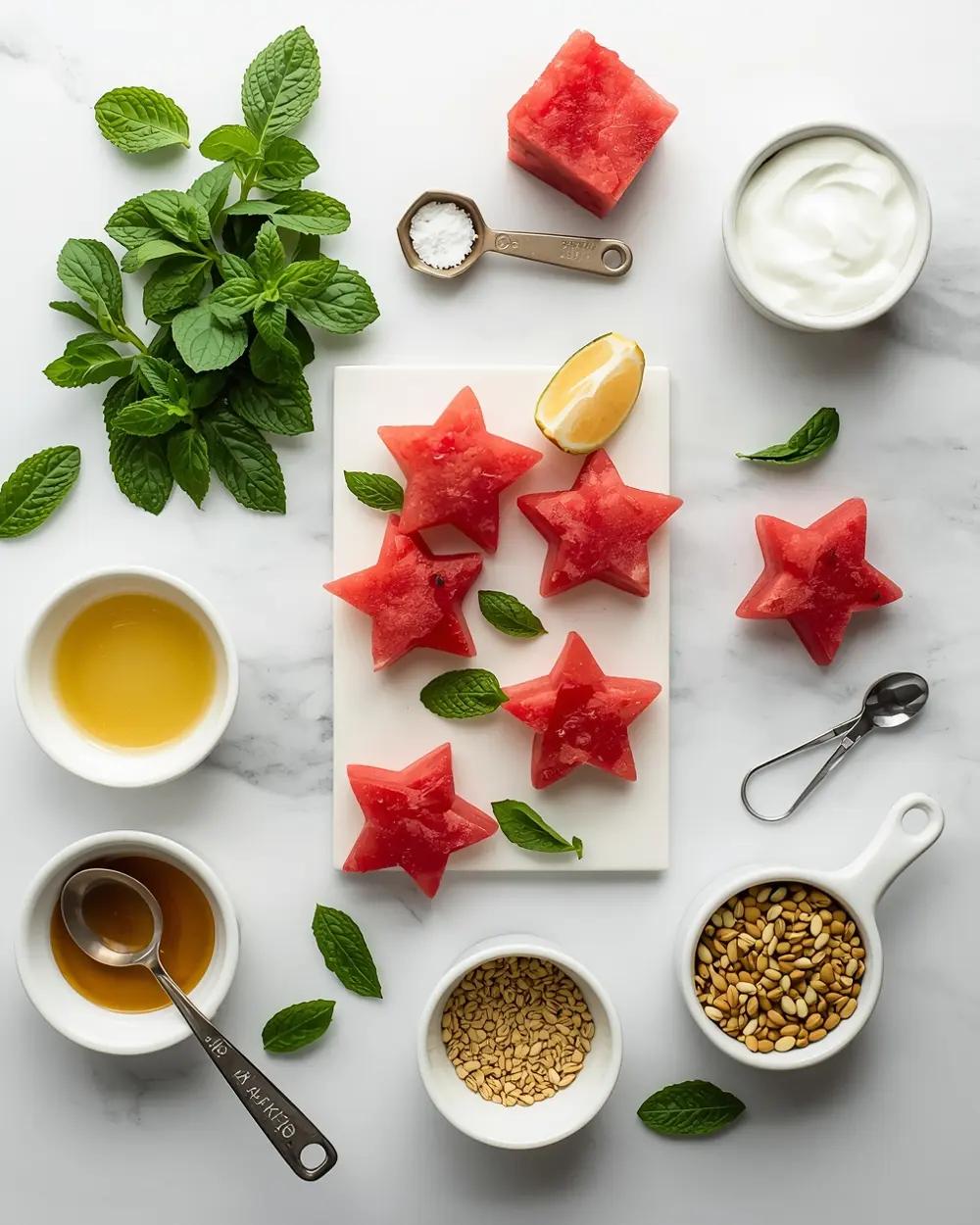 Ingredients for star watermelon skewers family kids