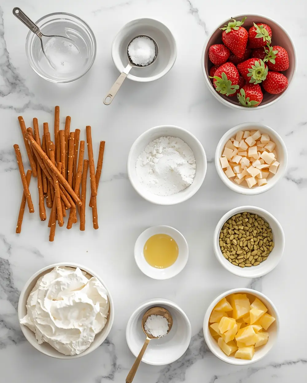 Ingredients for strawberry pretzel salad family