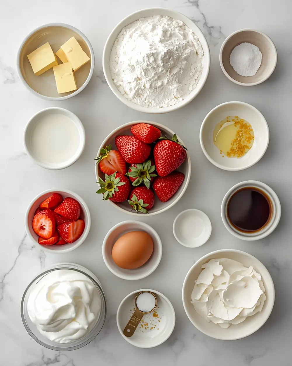Ingredients for strawberry shortcake family 4th july