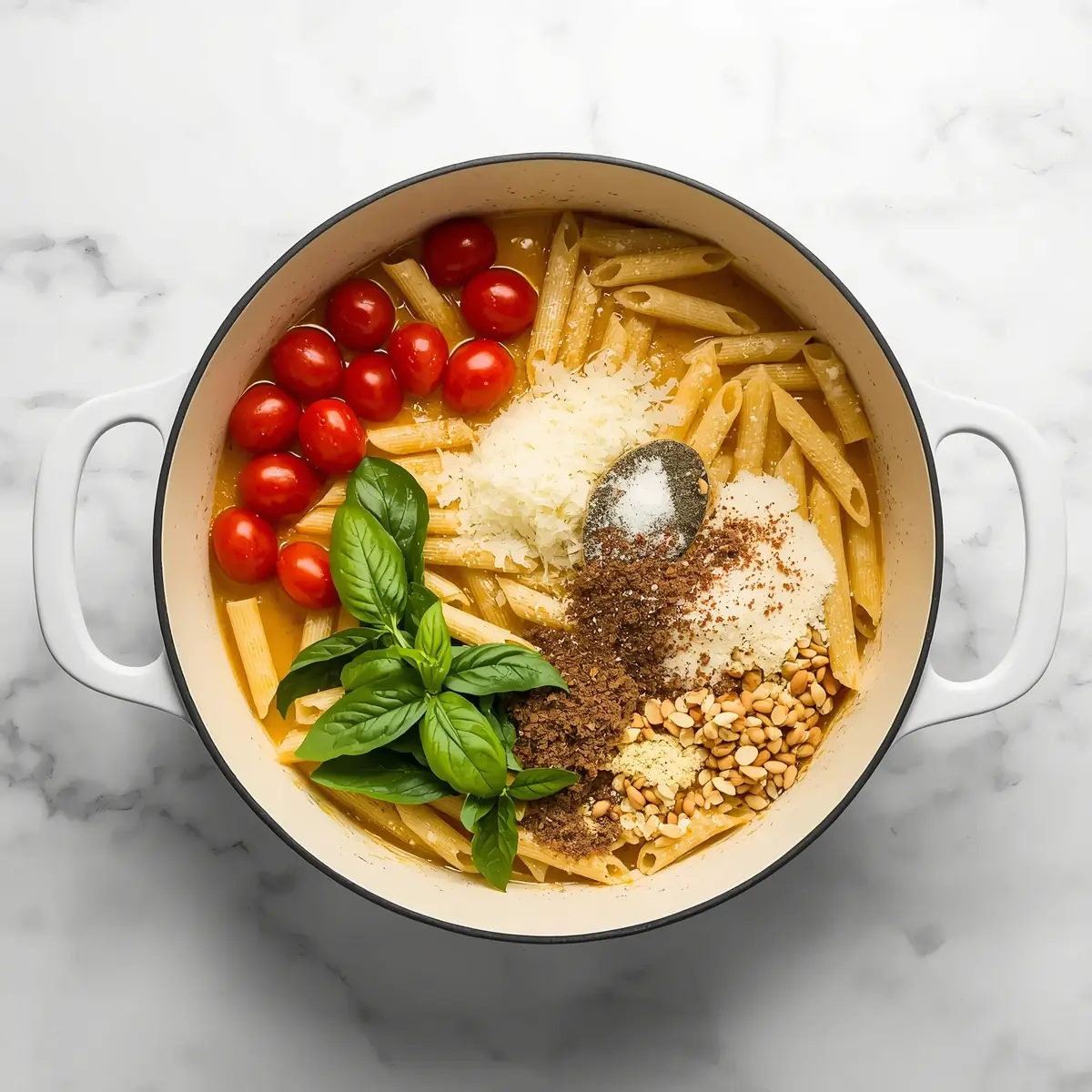 Cooking instructions for summer caprese pasta family