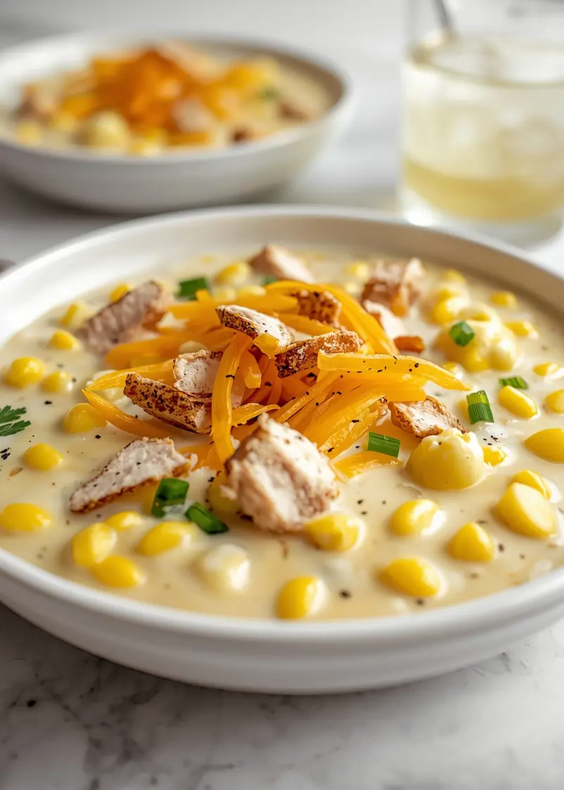 summer corn chowder family ready to serve