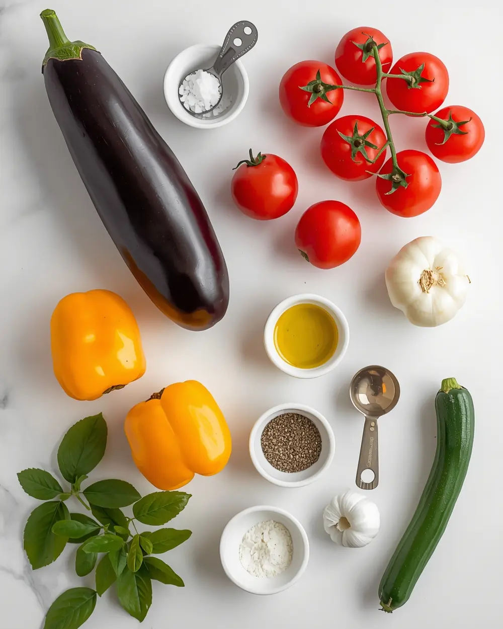 Ingredients for summer ratatouille family French