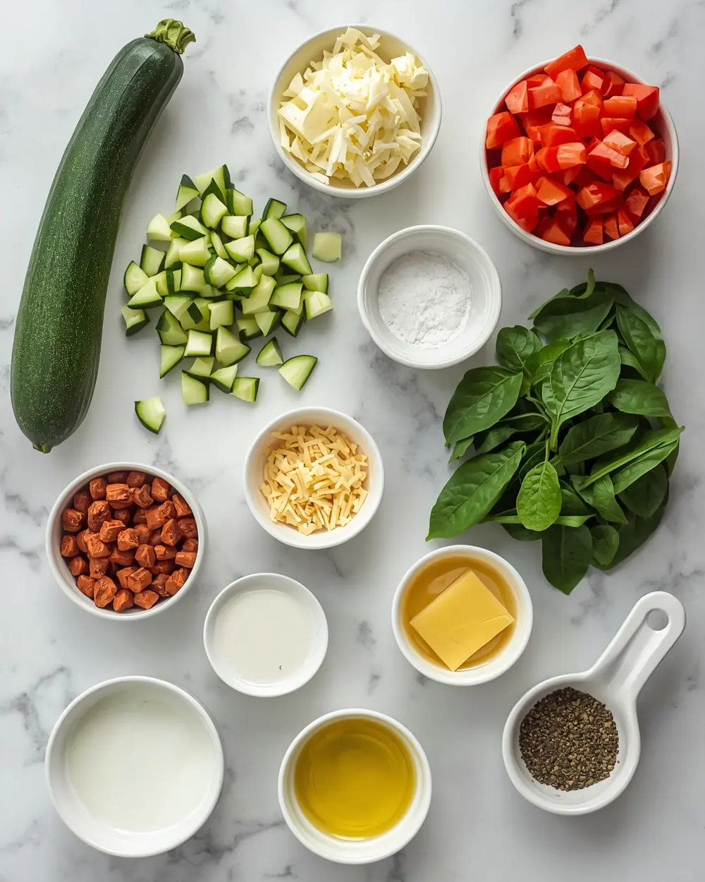 Ingredients for summer vegetable frittata family