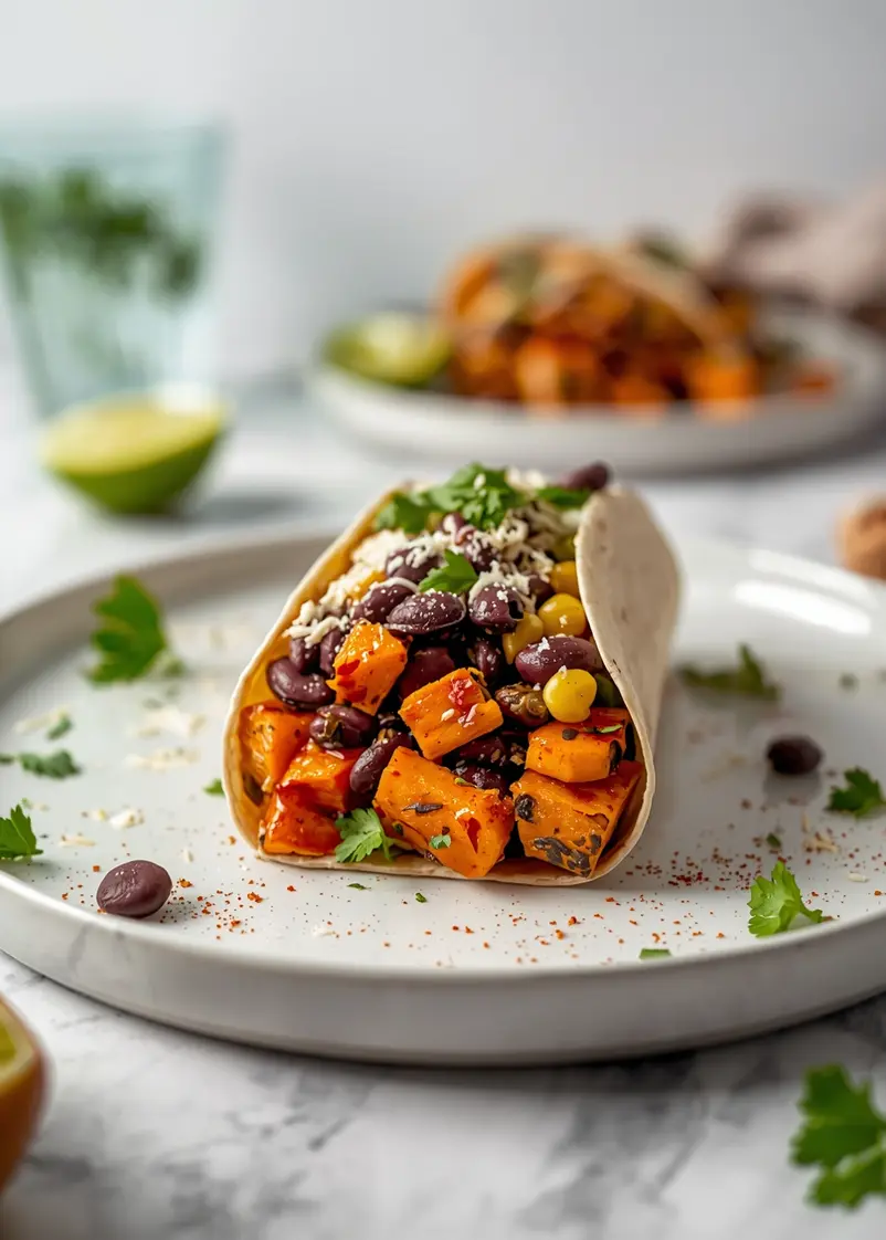 sweet potato black bean tacos family ready to serve