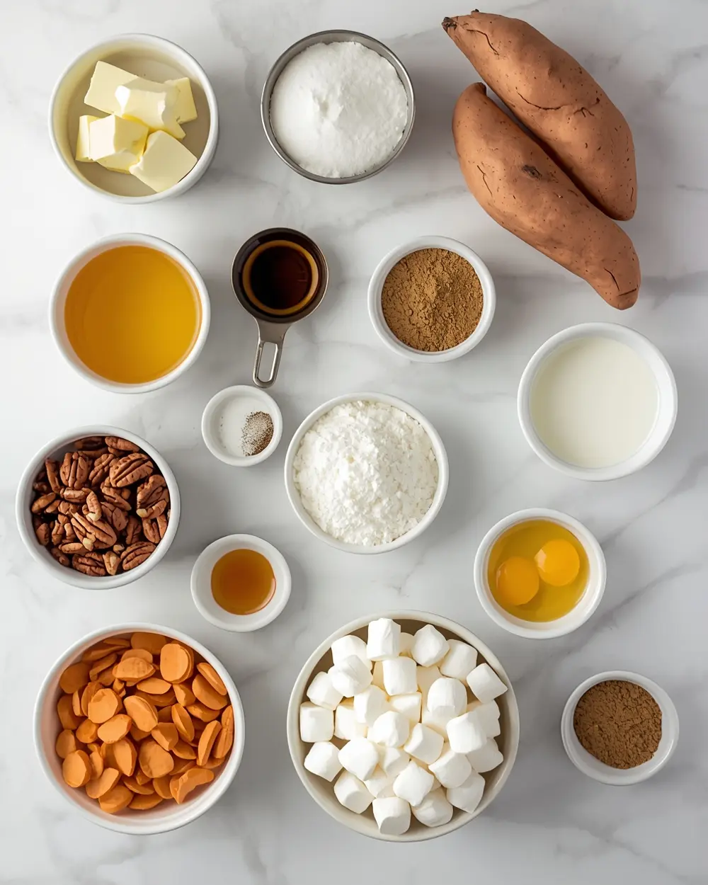 Ingredients for sweet potato casserole Thanksgiving