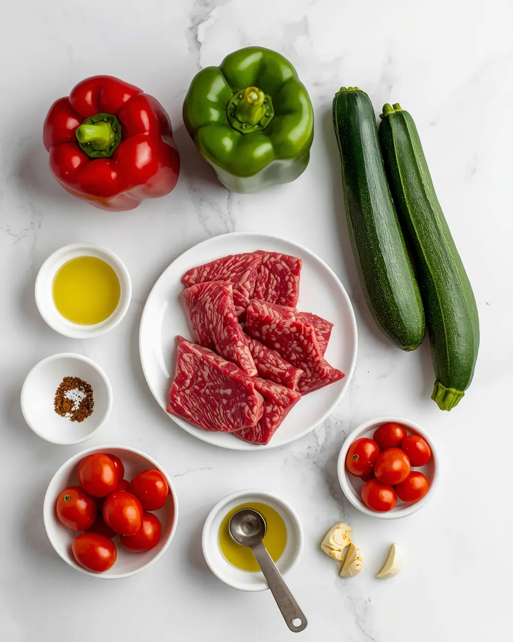 Ingredients for 4th of july beef kabobs family
