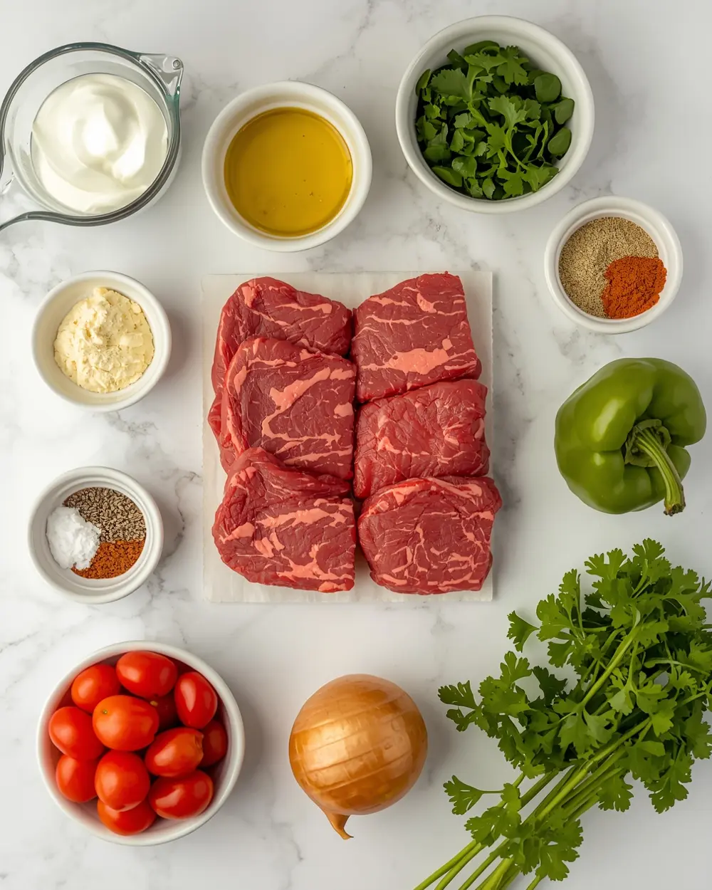 Ingredients for 4th of july beef kabobs family