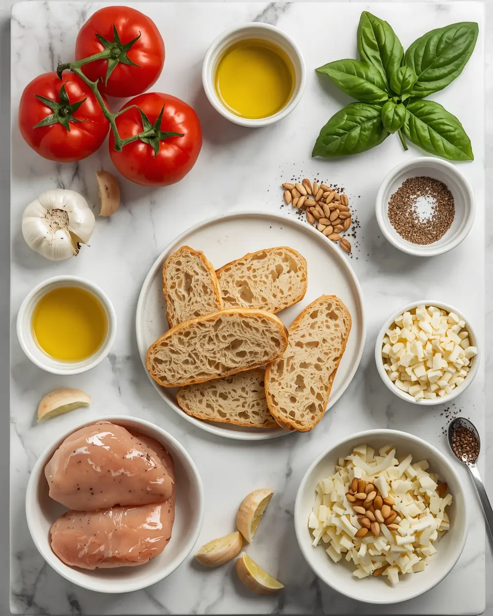 Ingredients for 4th of july bruschetta family
