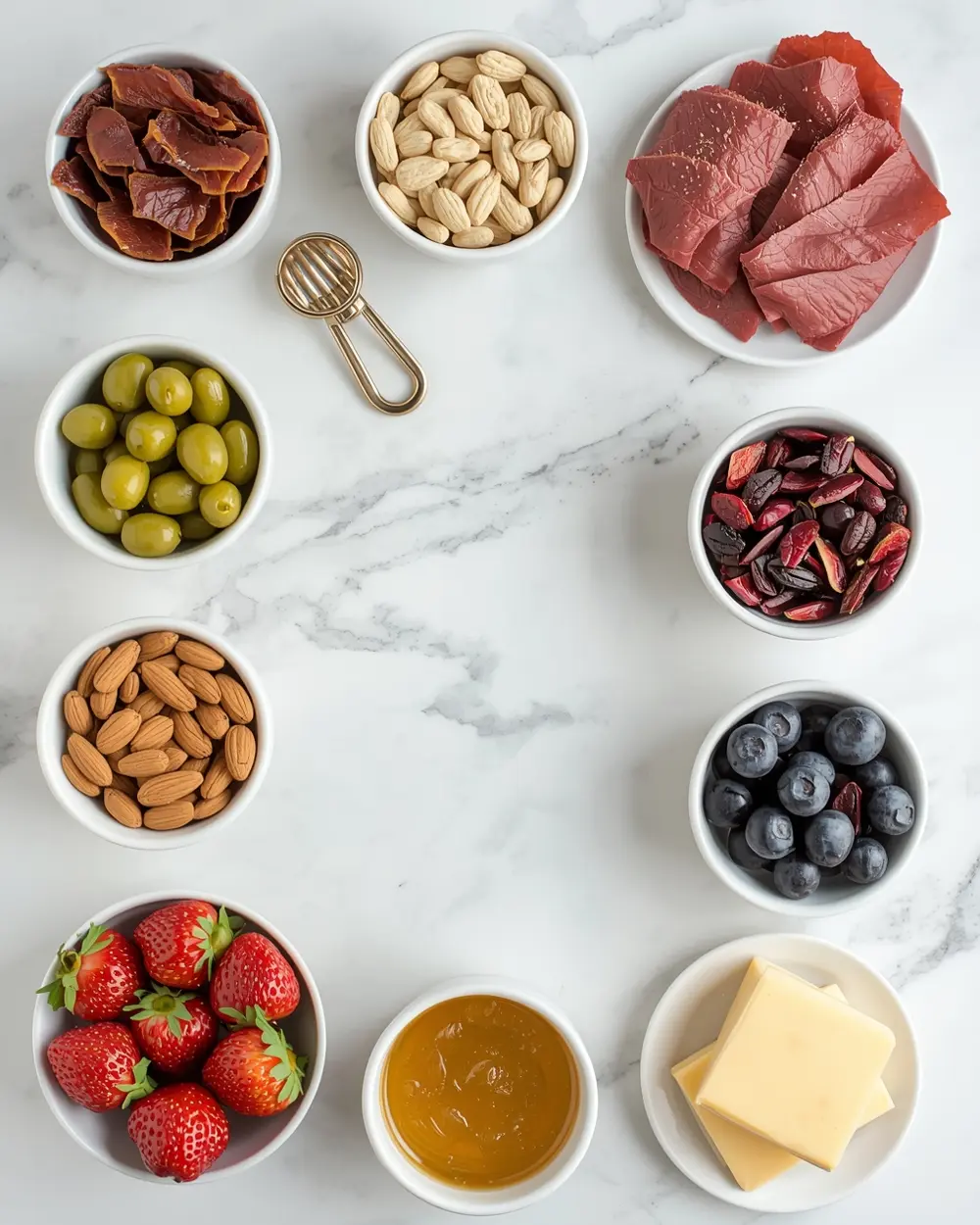 Ingredients for 4th of july charcuterie board family