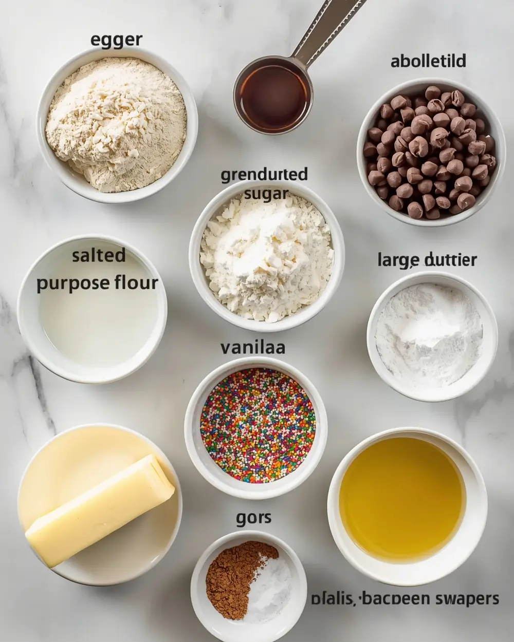 Ingredients for 4th of july confetti blondies family recipe