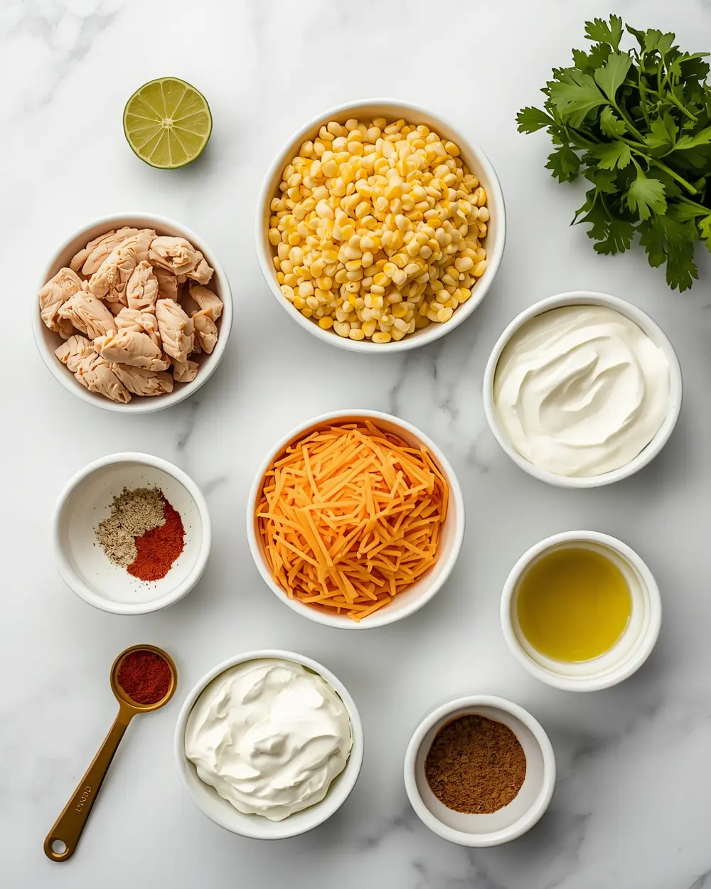 Ingredients for 4th of july corn dip family
