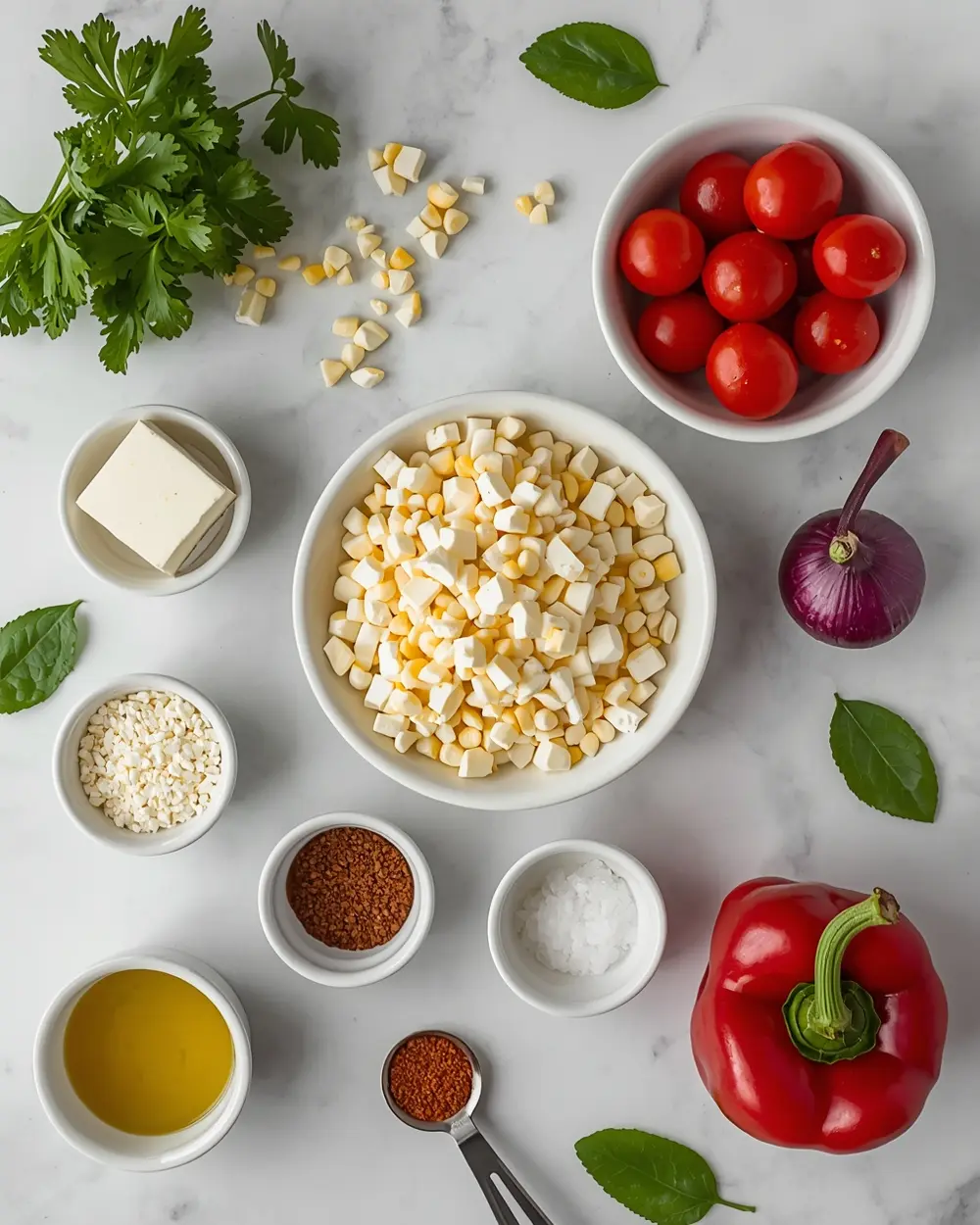 Ingredients for 4th of july corn salad family