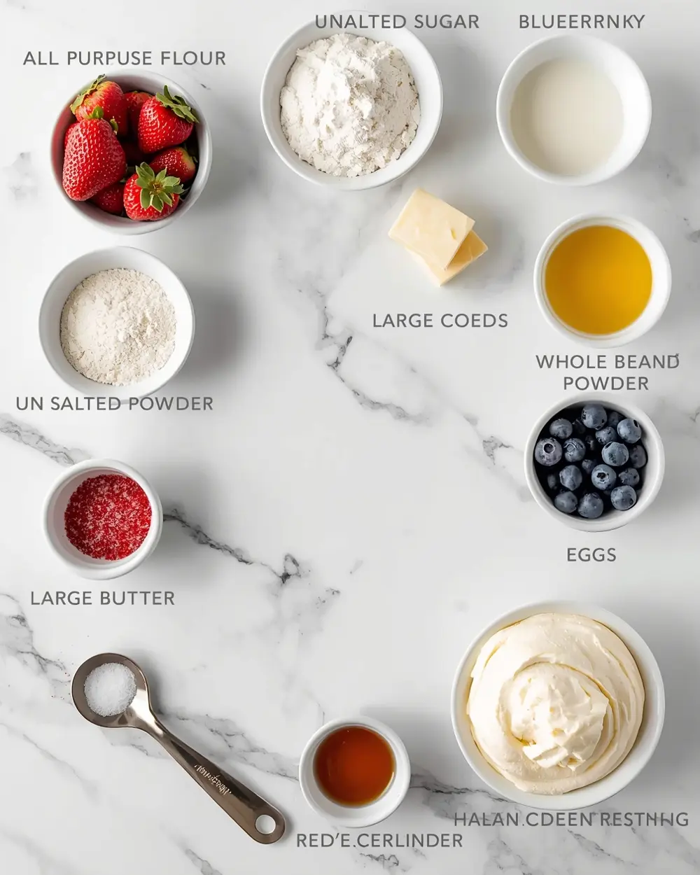 Ingredients for 4th of july cupcakes family