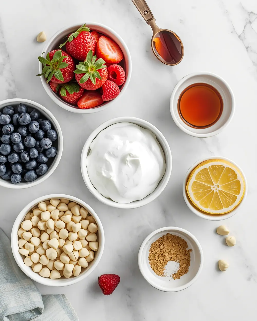 Ingredients for 4th of july frozen yogurt bark family