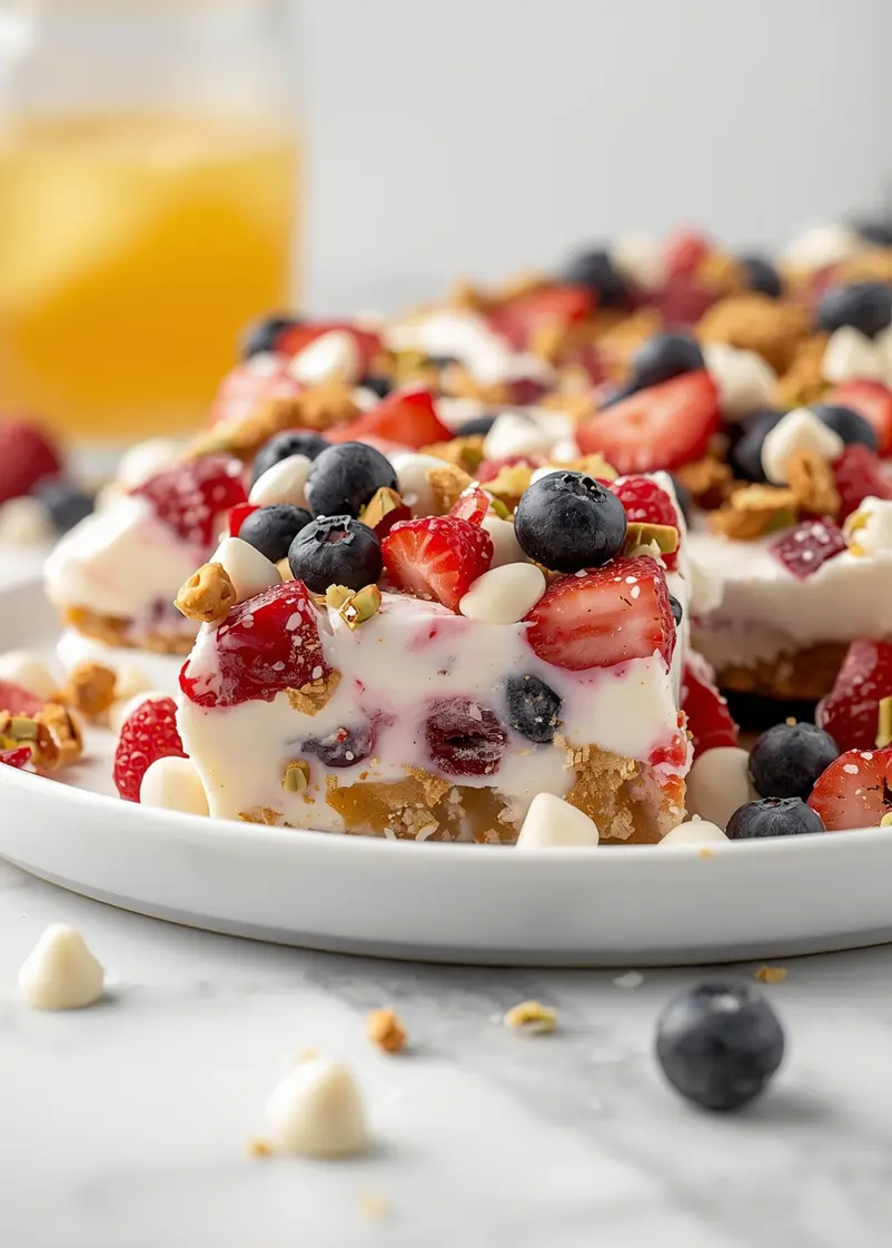 4th of july frozen yogurt bark family ready to serve