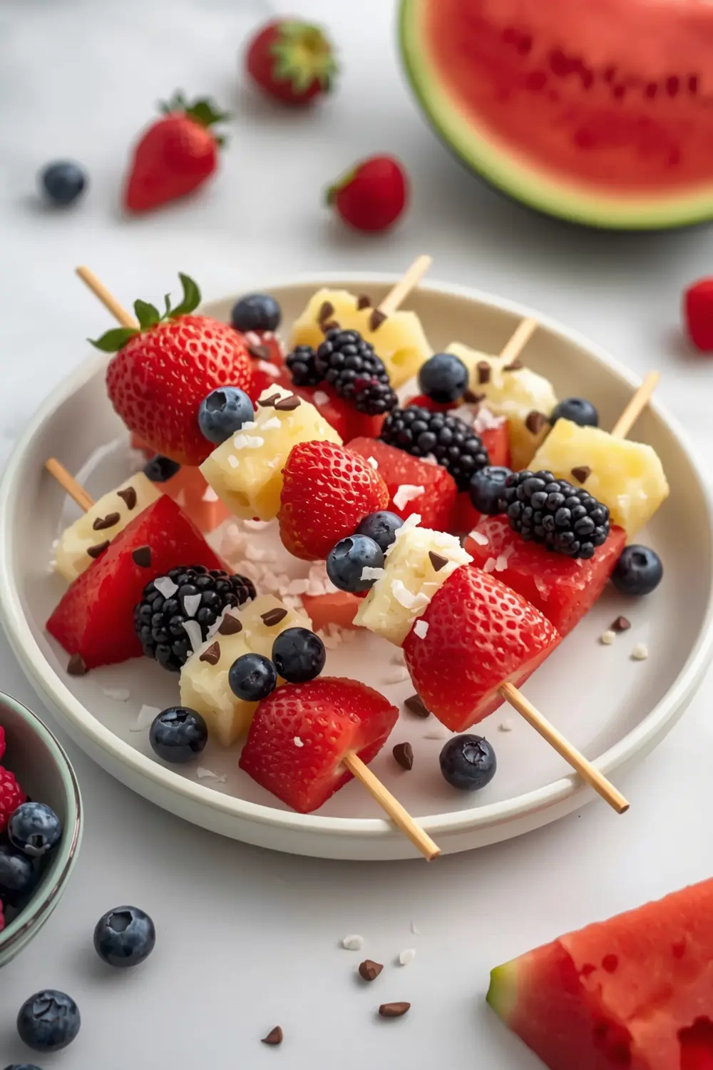 4th of july fruit skewers family