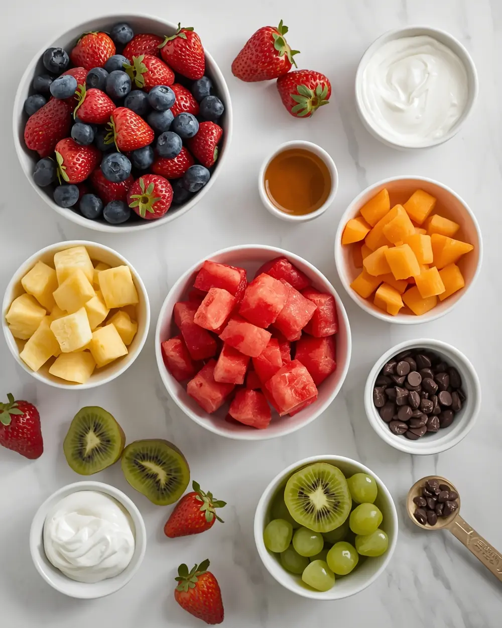 Ingredients for 4th of july fruit skewers family