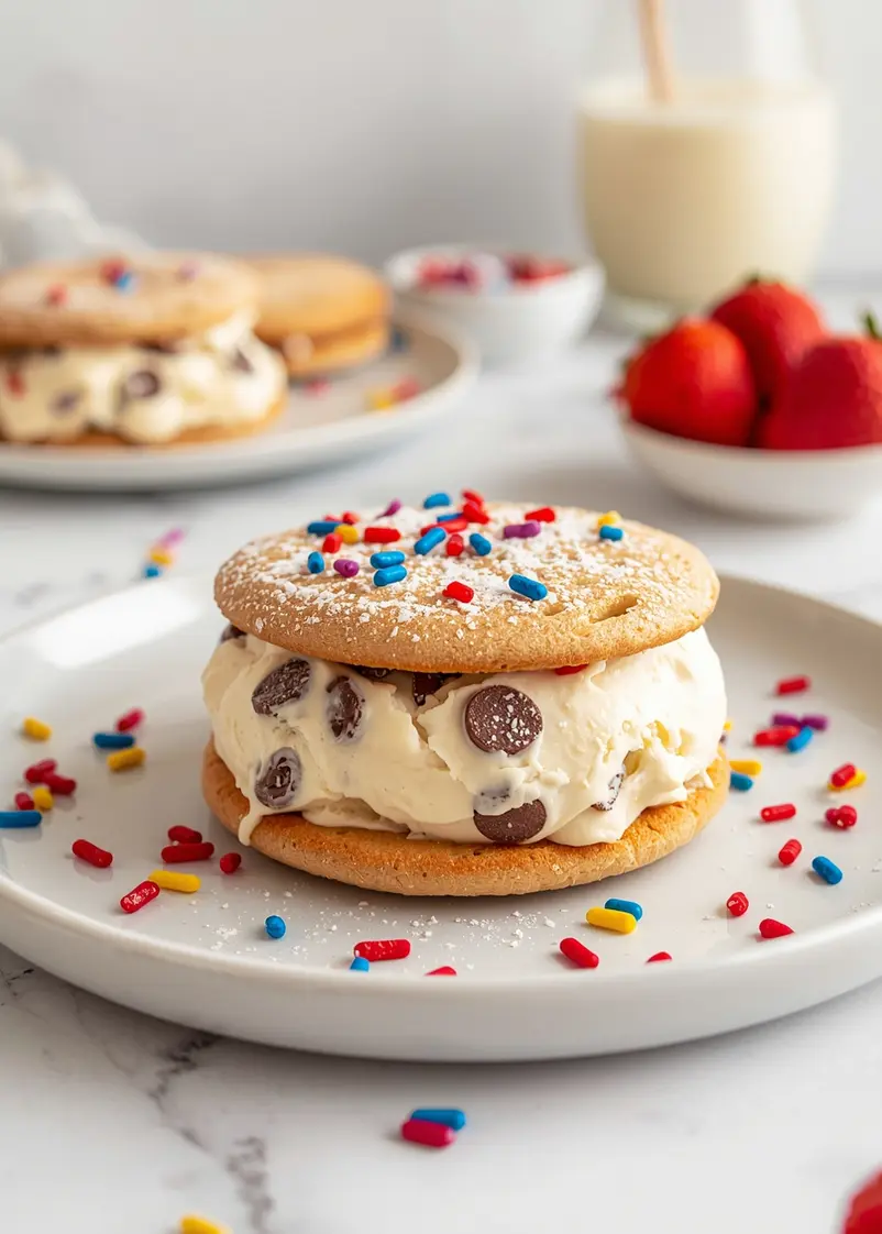 4th of july ice cream sandwiches family ready to serve