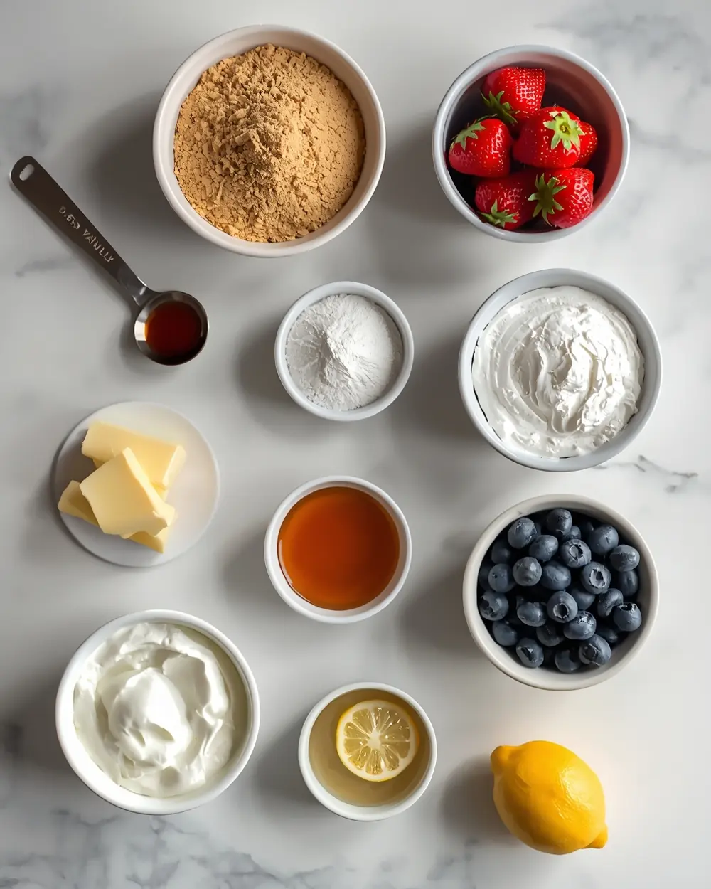 Ingredients for 4th of july no bake cheesecake family