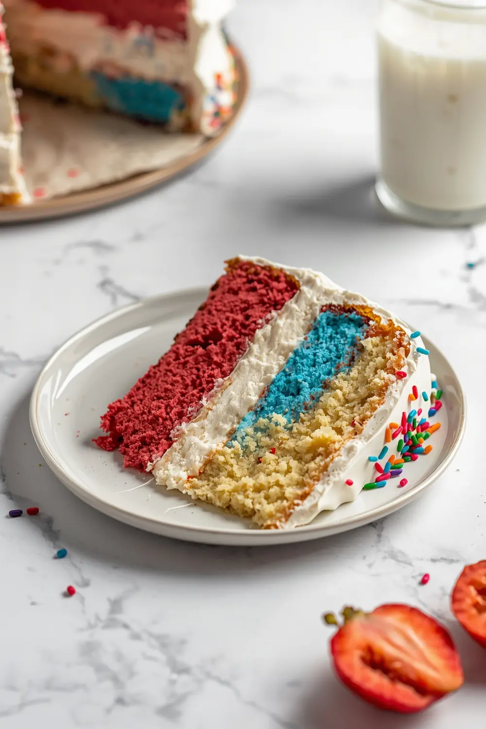 4th of july red white blue cake family