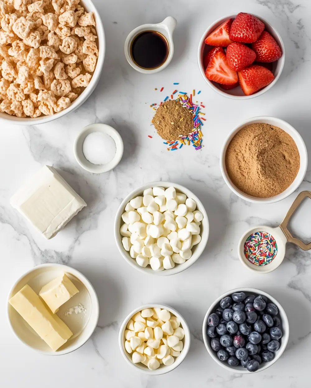 Ingredients for 4th of july rice krispie treats family