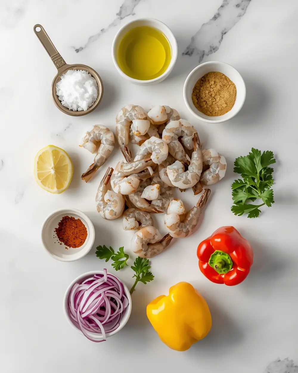 Ingredients for 4th of july shrimp skewers family