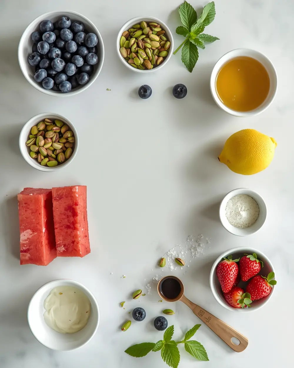 Ingredients for 4th of july watermelon pizza family