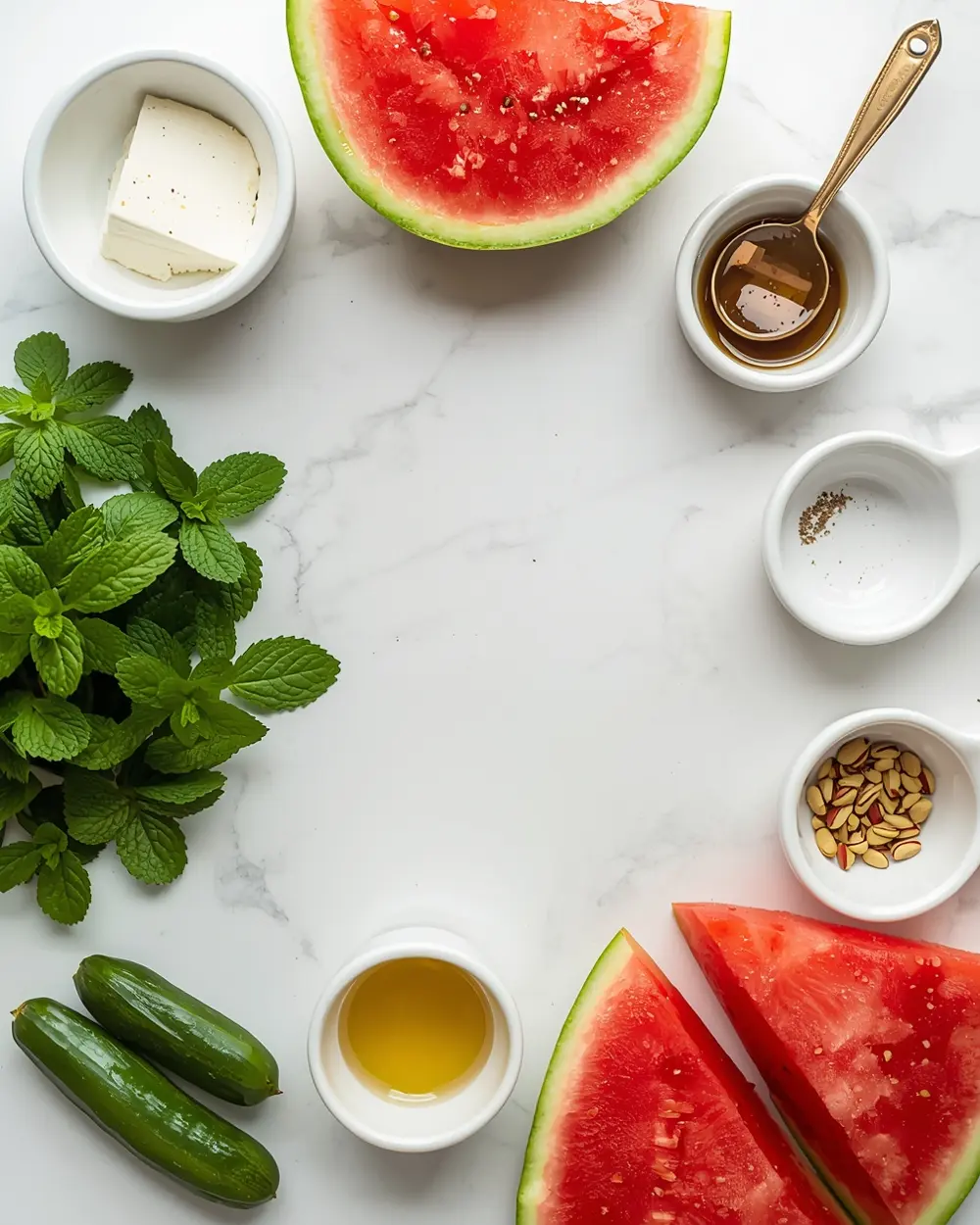 Ingredients for 4th of july watermelon salad family