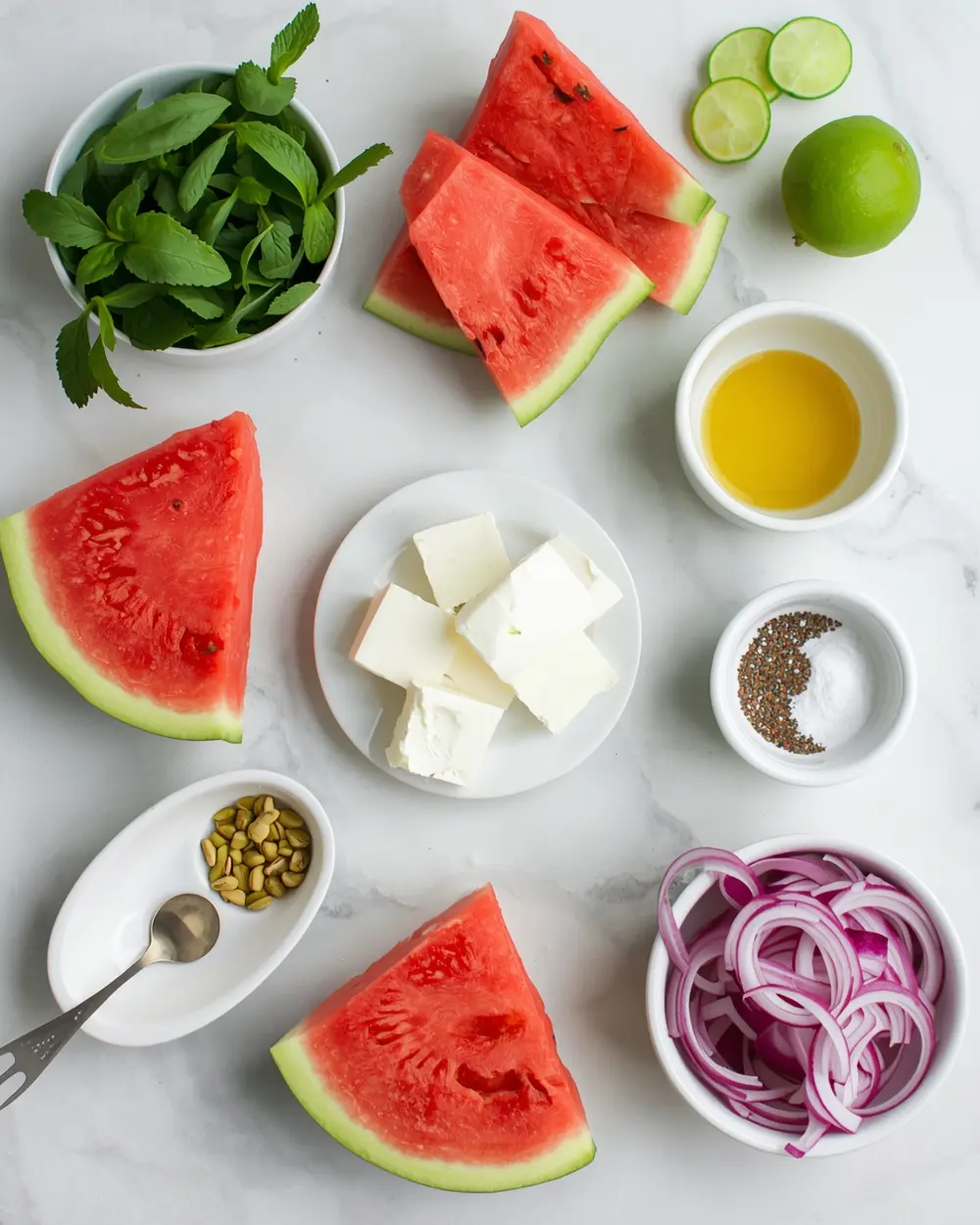 Ingredients for 4th of july watermelon salad family