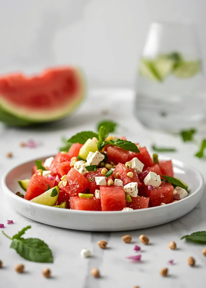 4th of july watermelon salad family ready to serve