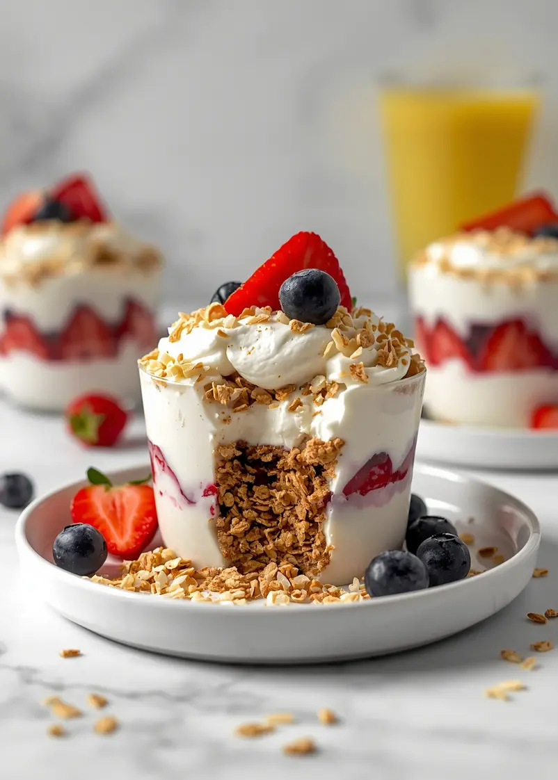 4th of july yogurt parfaits family ready to serve