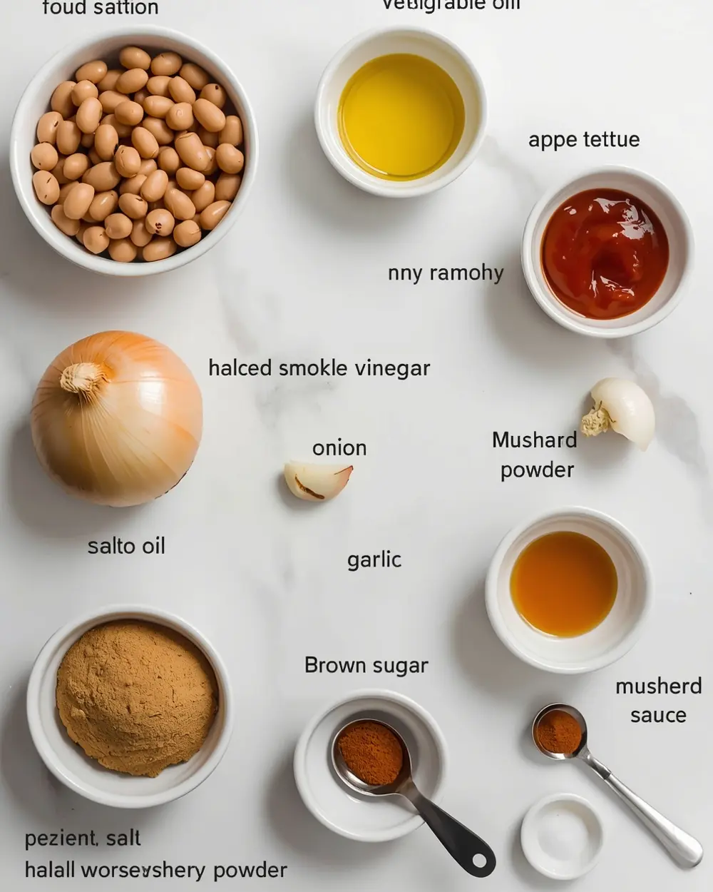 Ingredients for BBQ baked beans family summer