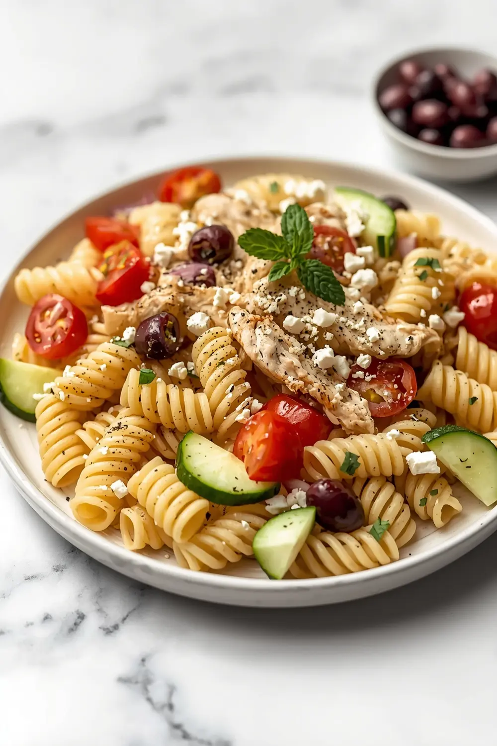Greek pasta salad family summer