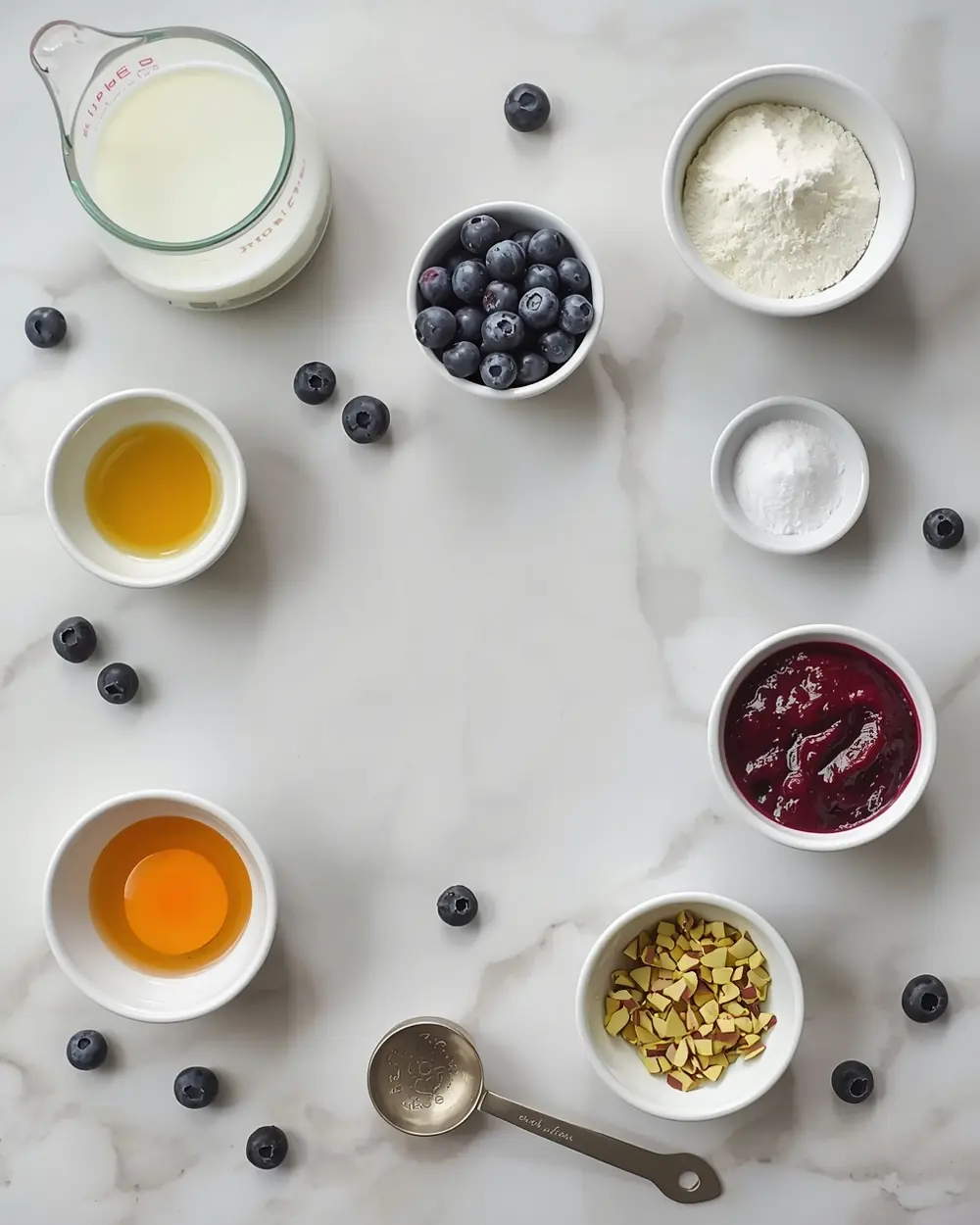 Ingredients for blueberry swirl ice cream family summer