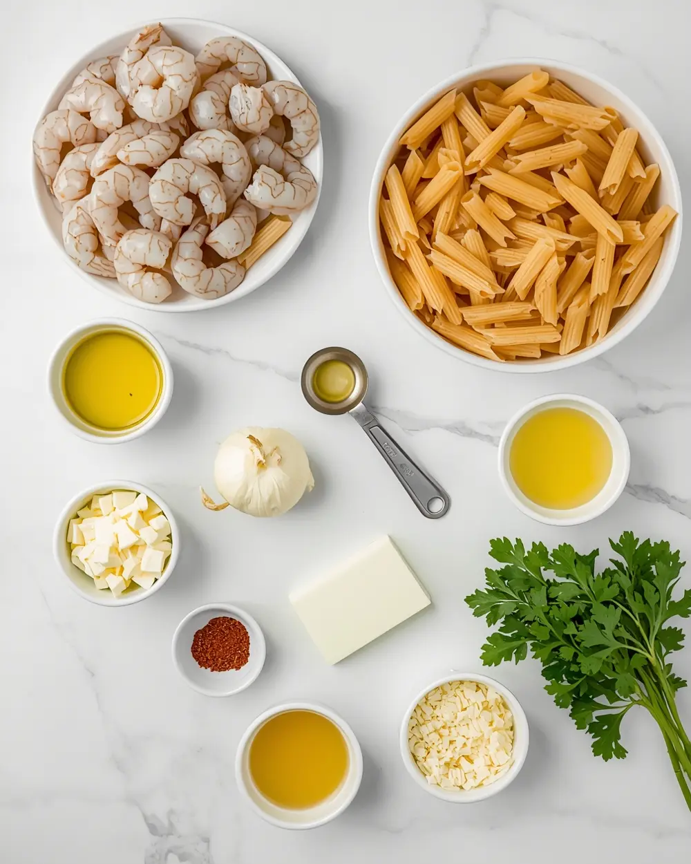 Ingredients for cajun shrimp pasta family summer