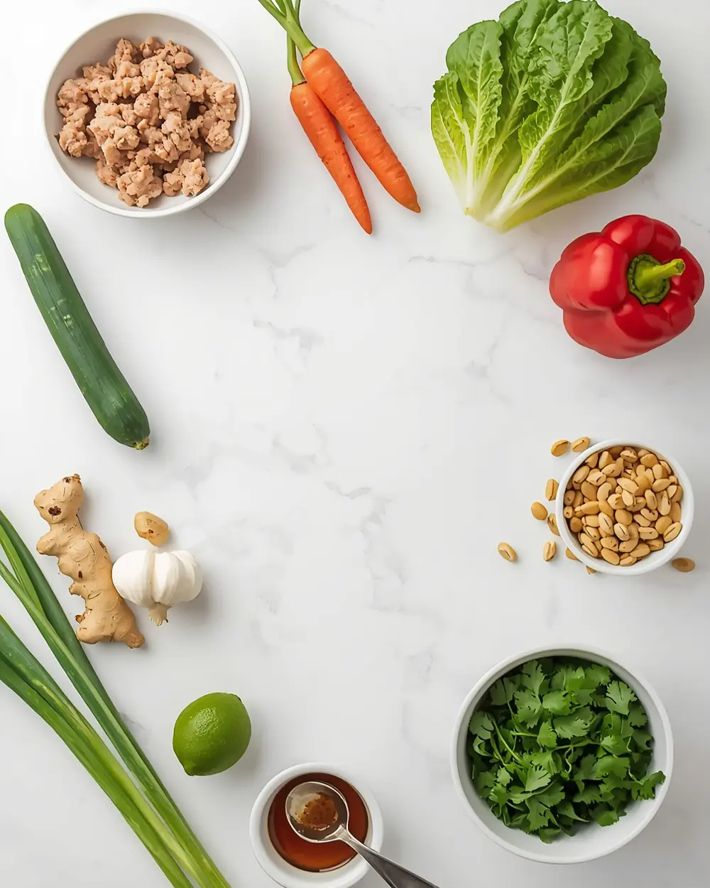 Ingredients for chicken lettuce wraps family summer
