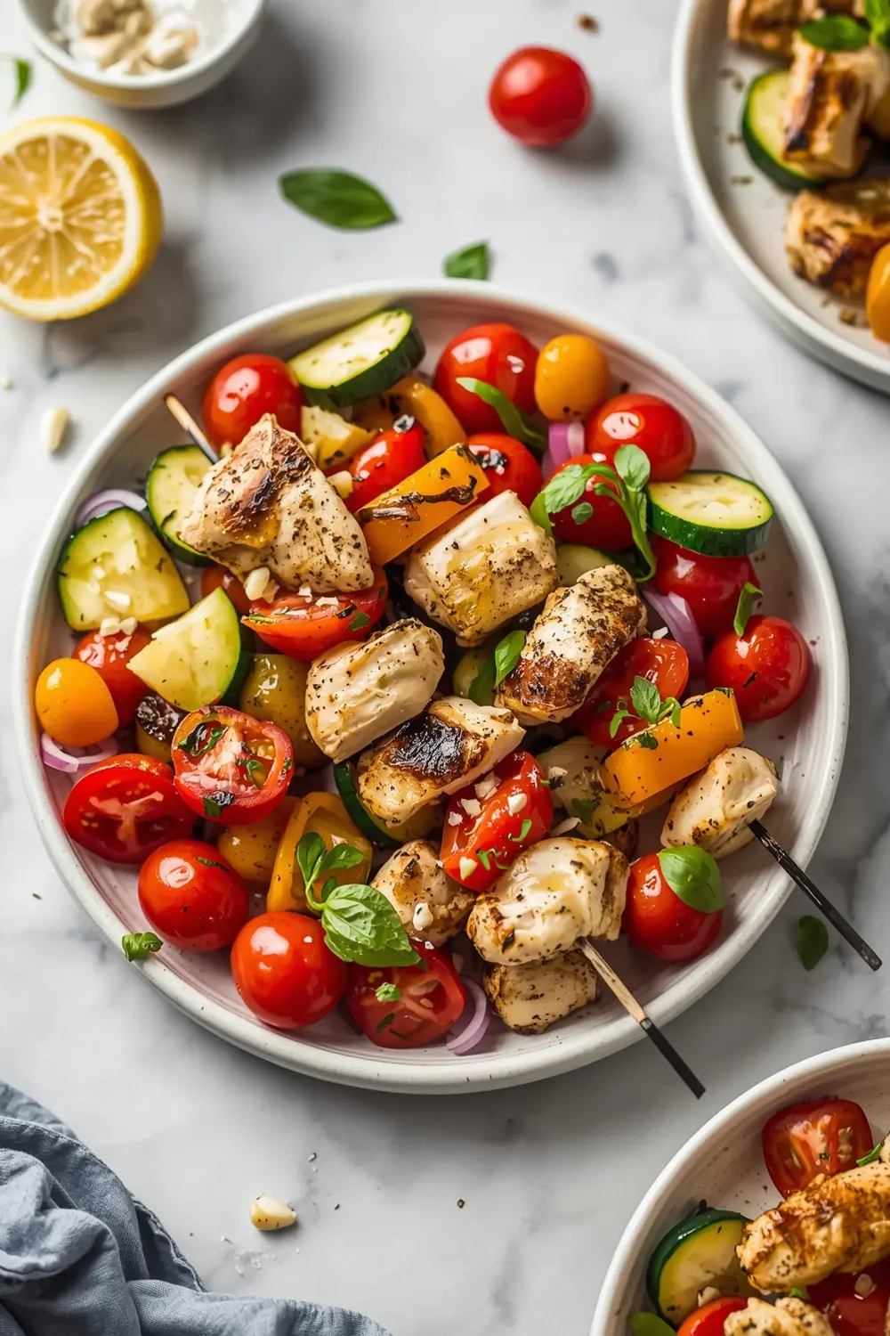 chicken vegetable skewers family summer