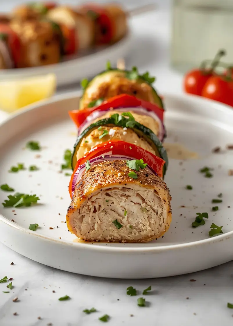 chicken vegetable skewers family summer ready to serve
