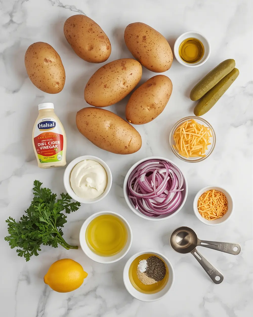 Ingredients for classic potato salad family summer
