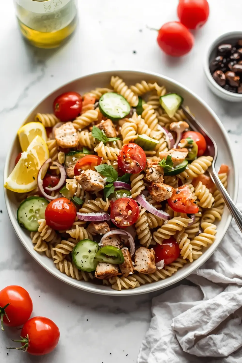cold chicken pasta salad family summer