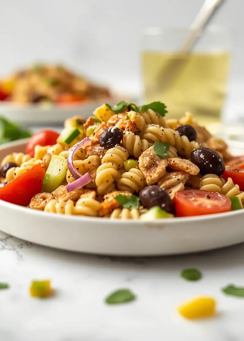 cold chicken pasta salad family summer ready to serve