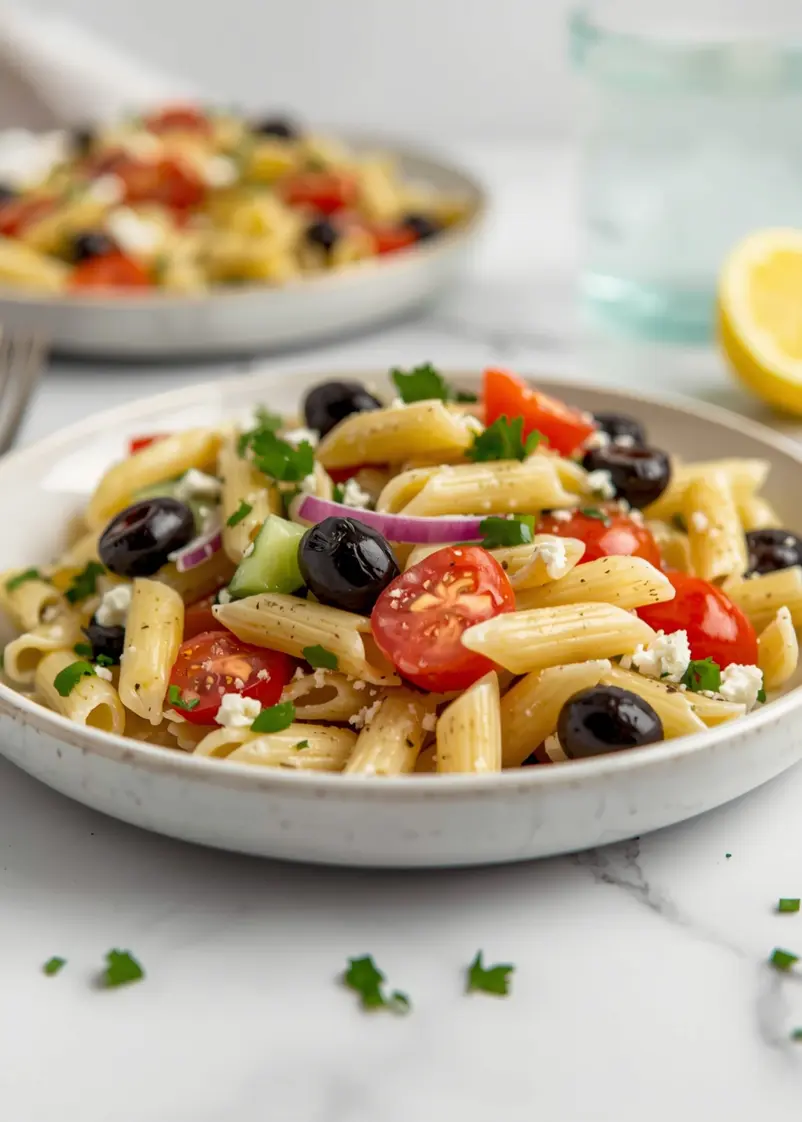 cold pasta salad family summer ready to serve