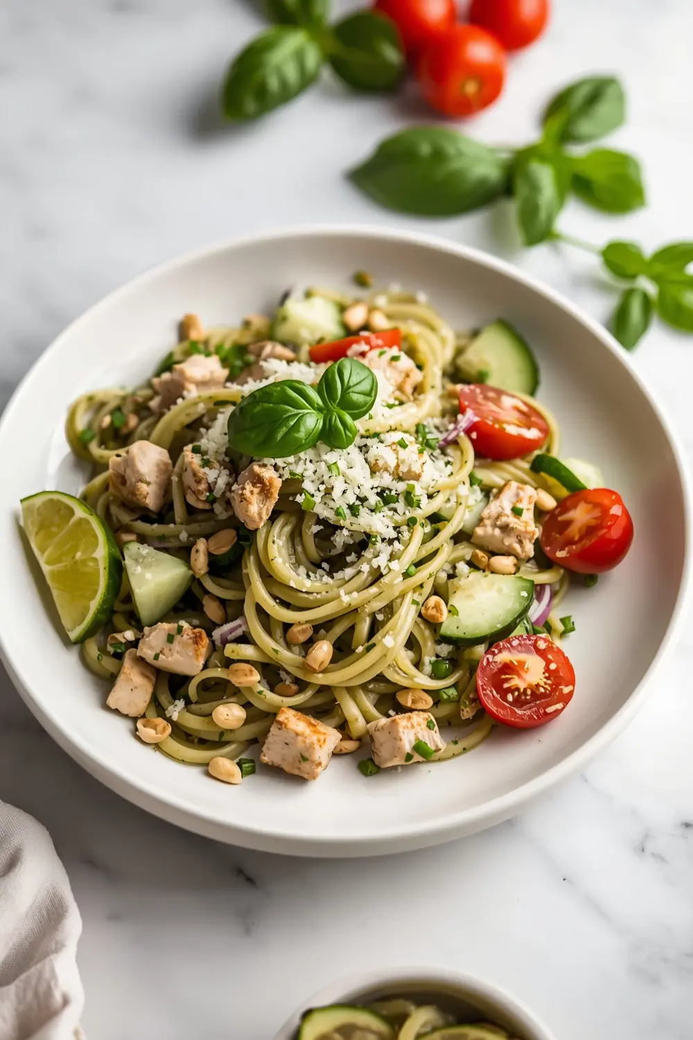 cold pesto pasta family summer