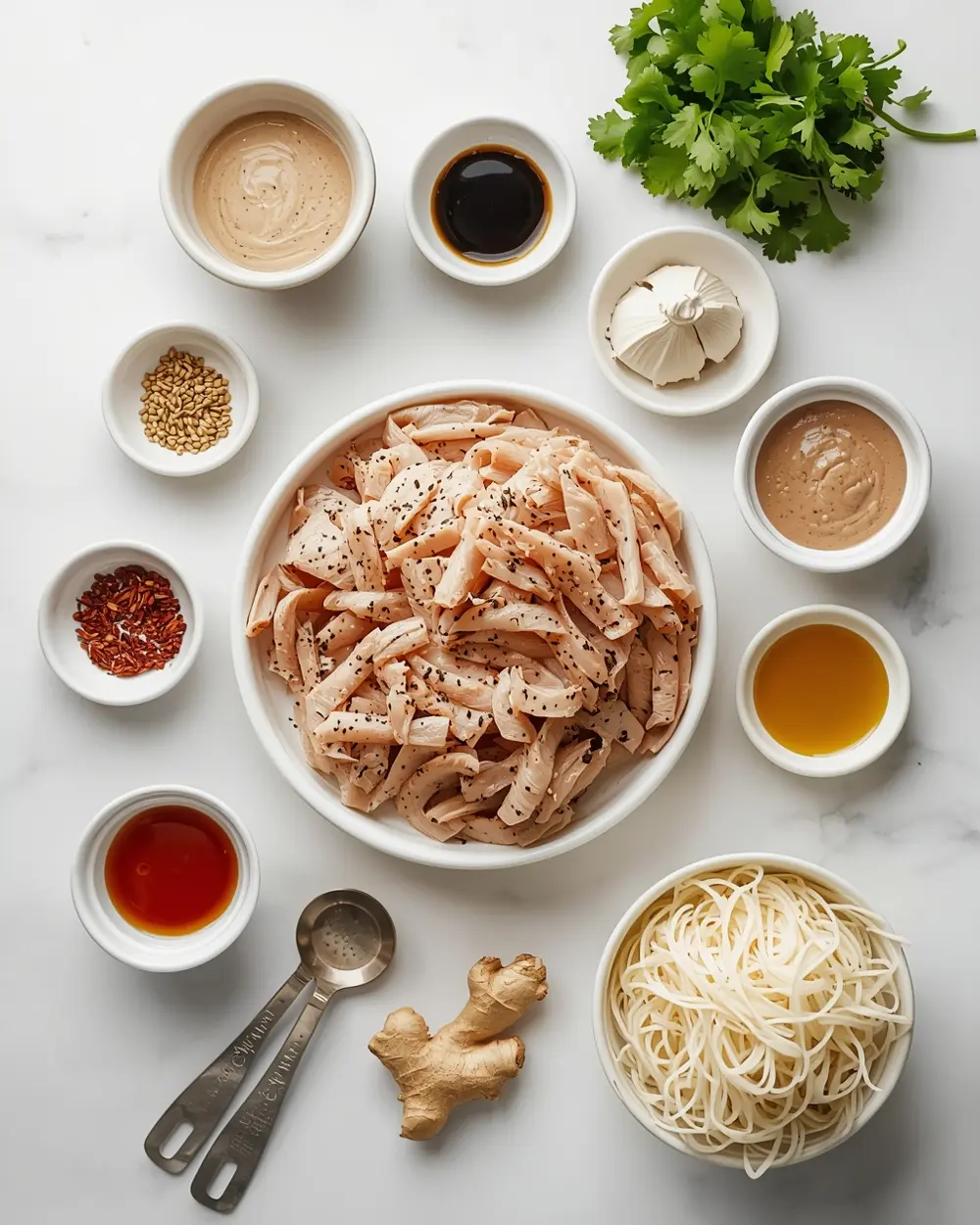 Ingredients for cold sesame noodles chicken family
