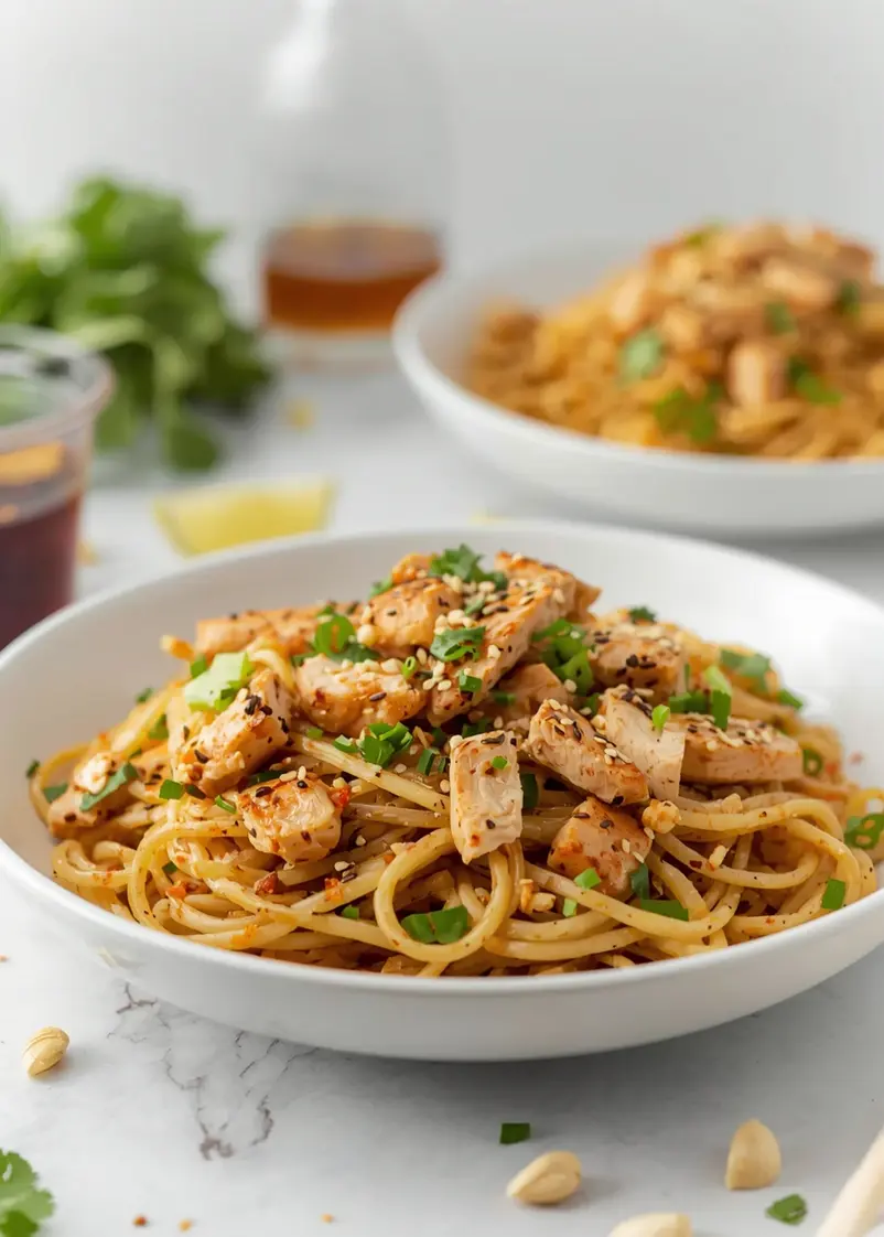 cold sesame noodles chicken family ready to serve