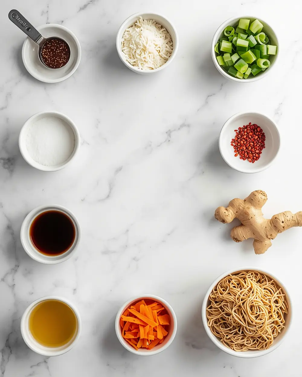 Ingredients for cold sesame noodles family summer